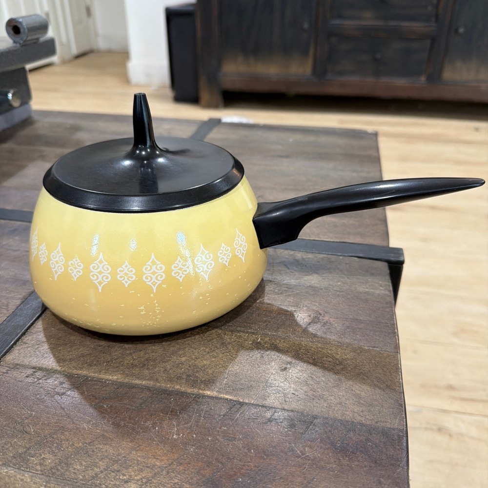 Mid Century Modern Harvest Gold‎ Sauce /Fondue Pot Pan Non Stick Retro 70's MCM